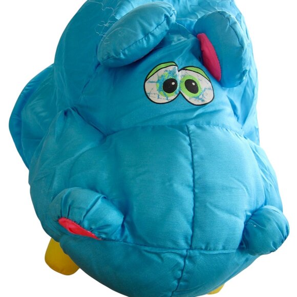 Vintage 90s Puffalump Big Things Turquoise Hippo Fisher Price Parachute Nylon - Picture 1 of 6